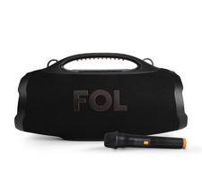 FOL Portable Bluetooth Boombox Speaker w/ Microphone, Light Effects, 220 Watts