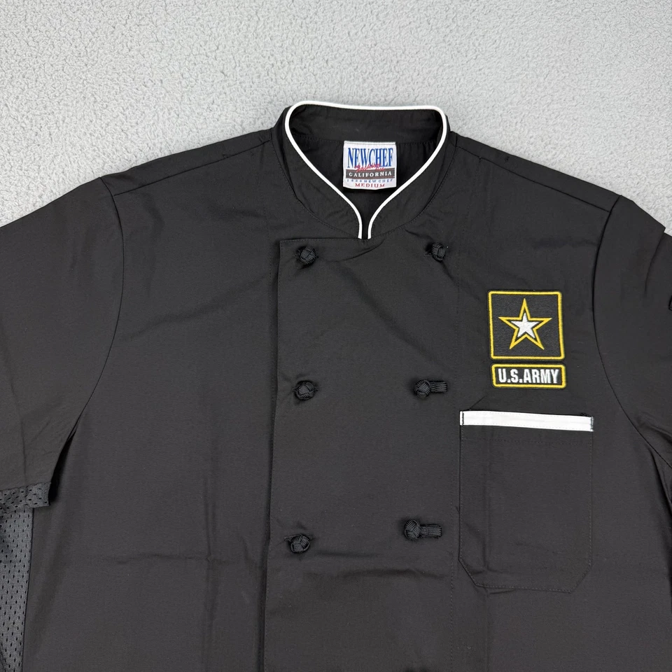 Chaqueta de Chef Newchef Para Hombre Mediana Negra Manga Corta Doble Pecho Malla Ejército de EE. UU. Foto 3 de 4
