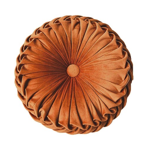 Round Throw Pillow Velvet Home Decoration Pleated Round Pillow Cushion for Co...