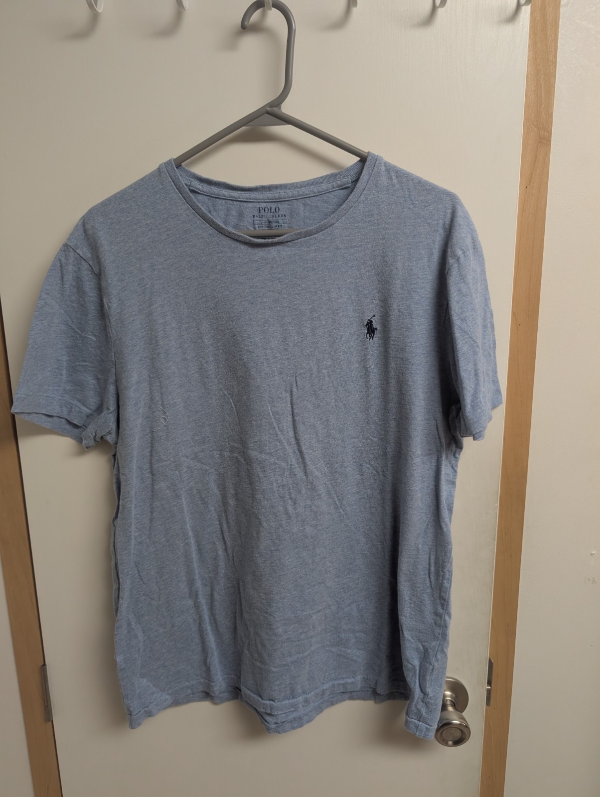 Polo Ralph Lauren Light Blue T-Shirt Men's Large Custom Slim Fit Crewneck
