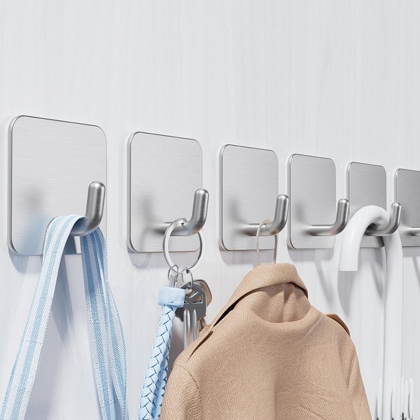 Handtuchhalter Edelstahl Selbstklebend Bad KüChe Klebehaken 6Er Set Ohne Bohren-image