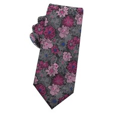 Floral Ties for Men, 2.75 Skinny Mens Tie Exquisite Flower Men's Black Red Pink
