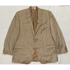 Lauren Ralph Lauren Men's 48L Silk Wool Blend Sport Coat Beige Striped Blazer