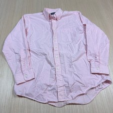 Vintage Lands End Button Up Shirt Pink men's 16.5 33 Large Made USA oxford trad