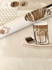 PVC Tischdecke MOKKA Wachstuch Kaffee Cafe beige braun NEU abwaschbar Meterware