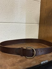 Frye Distressed Brown Leather Belt Brass Hardware Sz L Unisex Men  s 34