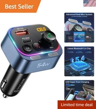 Stylish Bluetooth Car Adapter - HiFi Sound, Fast Charging & Colorful Lights