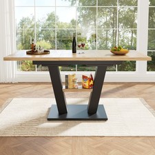 Dining Table 118-157cm Wood Extendable Table for 4-6 People, Large Kitchen Table