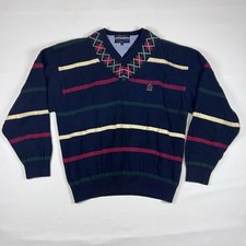 Vintage Tommy Hilfiger Sweater Golf Retro Striped Sweatshirt Chunky Heavy Preppy