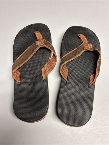 Vintage Kinsman Flip Flops Zehenstegsandalen schwarz braun Riemen Lagenlook Schaumstoff - Bild 2 von 13