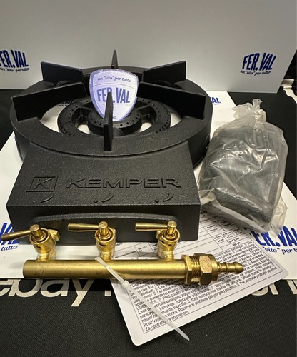 KEMPER FORNELLO FORNELLONE A GAS GHISA 3 RUBINETTI CE CAMPEGGIO A 3 PIEDI 635530 - Foto 16 di 19