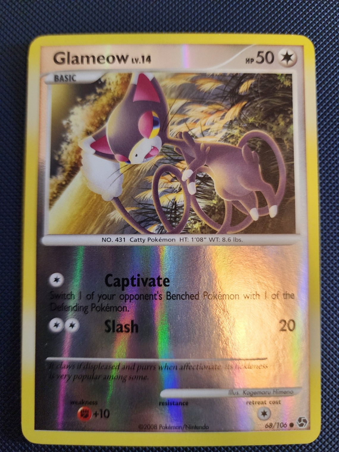 Pokemon Card Glameow Common Great Encounters 68/106 LP