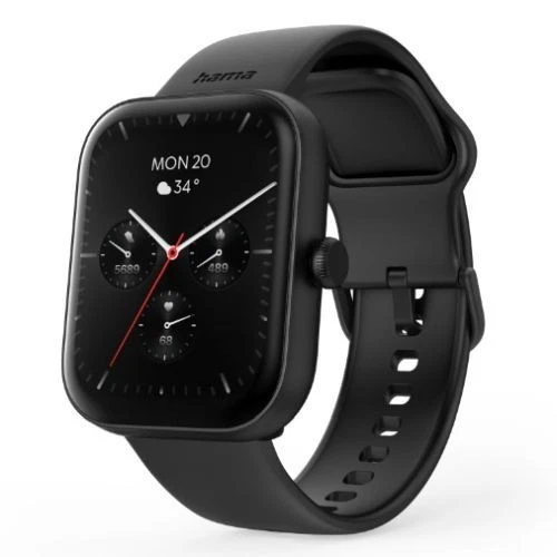 Hama 5000 Fitness Tracker Smart Watch 1.65" LCD Touch Screen Waterproof Black