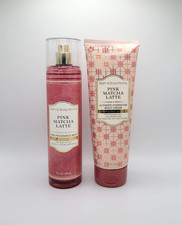 Bath Body Works Pink Matcha Latte Fragrance Body Mist Body Cream Set of 2