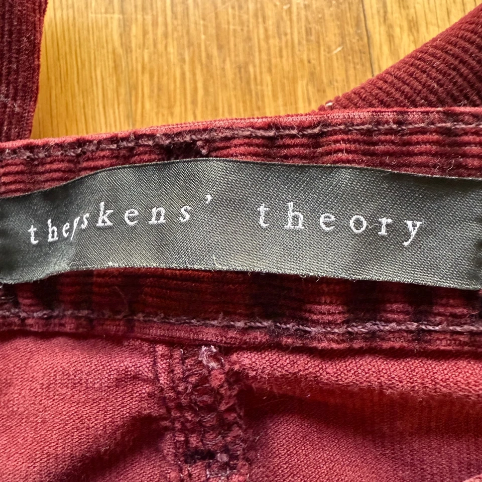 Theyskens' Theory Size 28 Burgundy Corduroy Slim Fit Mid Rise Straight Leg Pants - Image 4 of 4