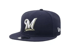 New Era 9Fifty Men Women Cap Milwaukee Brewers Baycik Navy Blue Snapback Hat S/M
