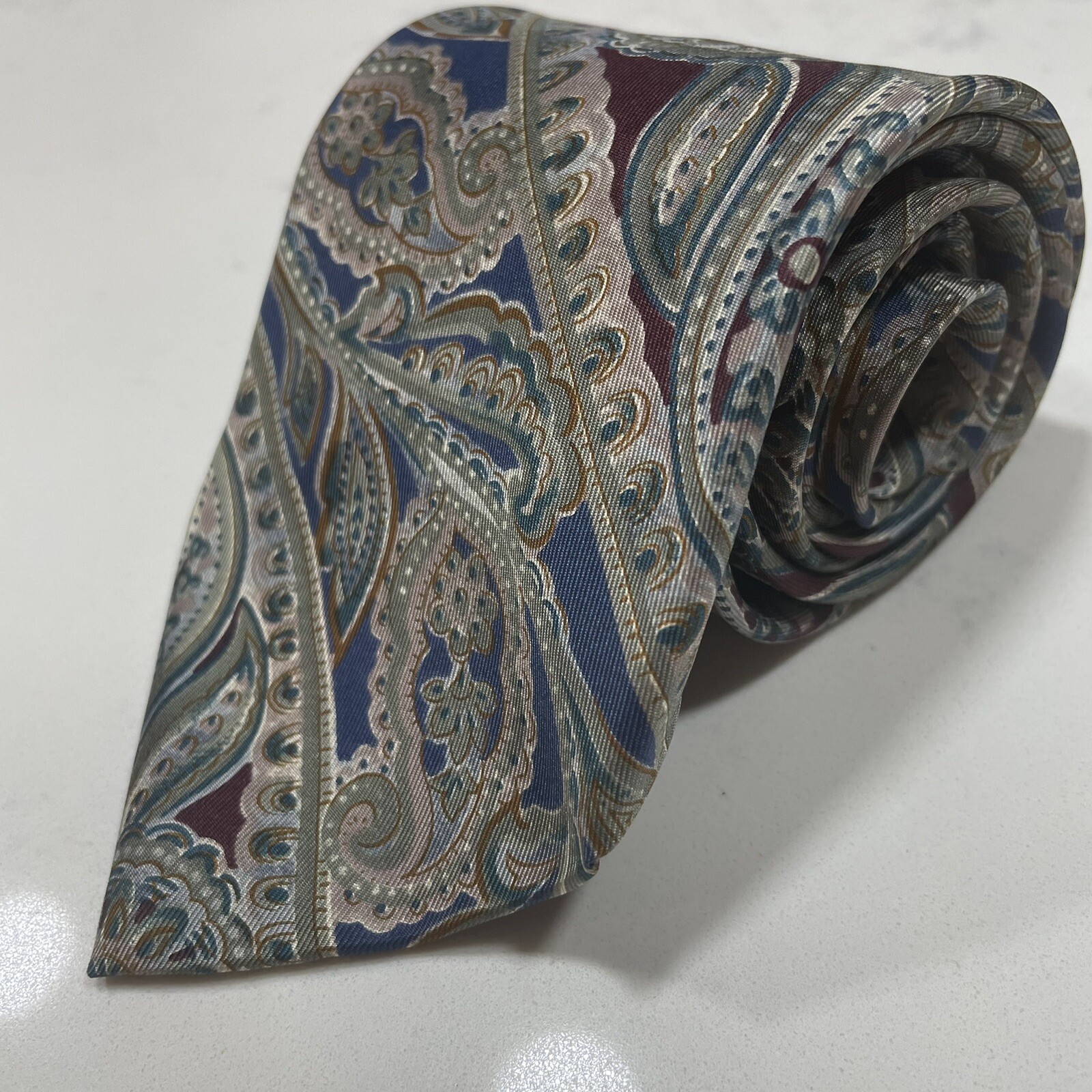 Christian Dior Men's Blue Paisley Silk Tie - image 1