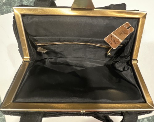 Corde' 1940’s Black Handbag WWII Era Bag Gimp Cord Purse Genuine Vintage W/Tags - Picture 8 of 9