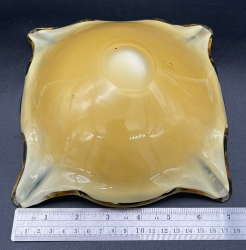 Vintage MCM Murano Bullicante m. Aventurin Bernstein blau weiß schwer 7" x 7" schwer EUC - Bild 7 von 9