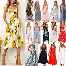 Women's Summer Boho Casual Long Maxi Evening Party Cocktail Beach Dress Sundress