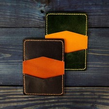 Handmade Minimalist Leather Card Holder Wallet Business Card Holder Credit Cards