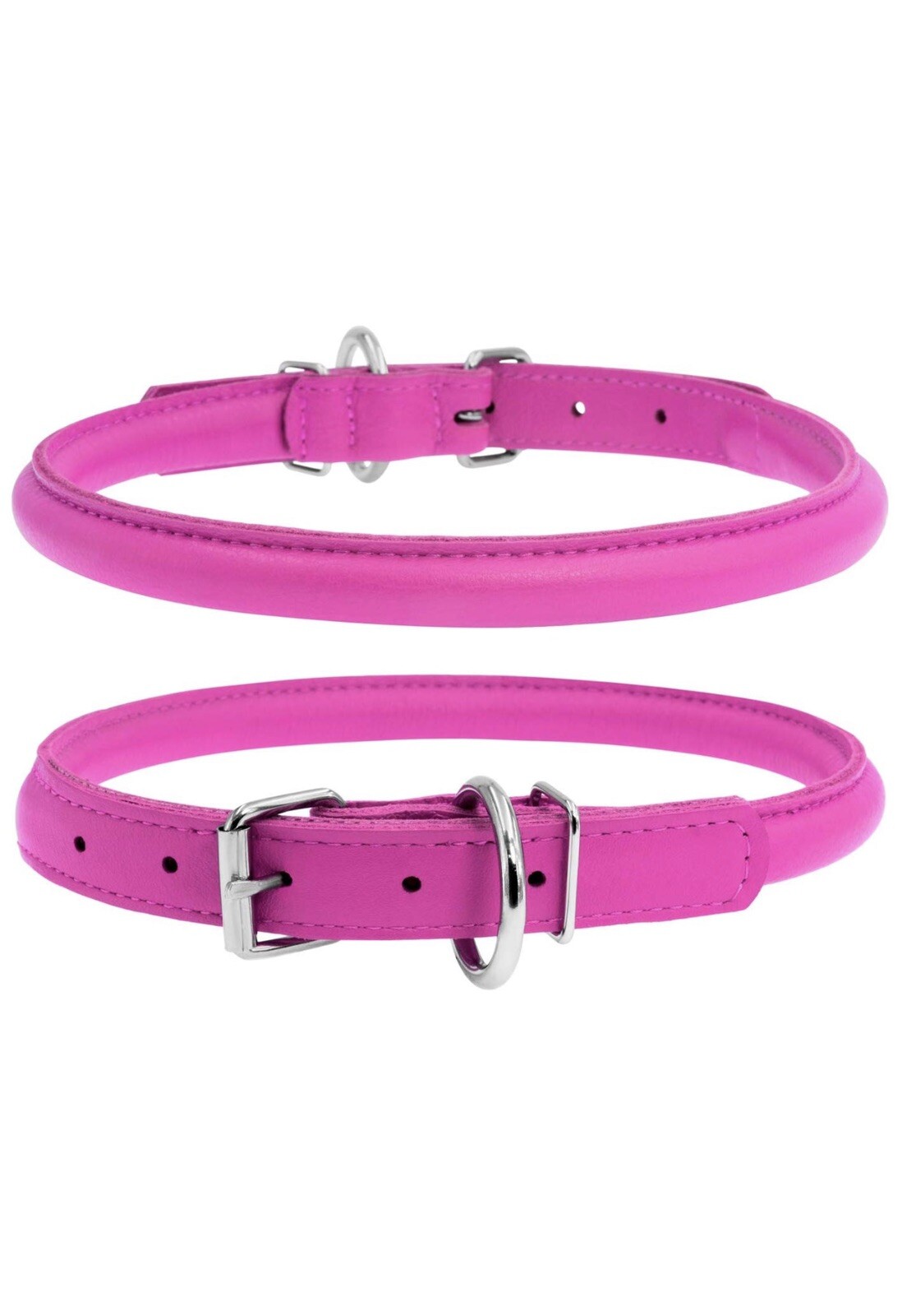 WAUDOG Rolled Leather Dog Collar Round Dog Collars for Dogs X Small