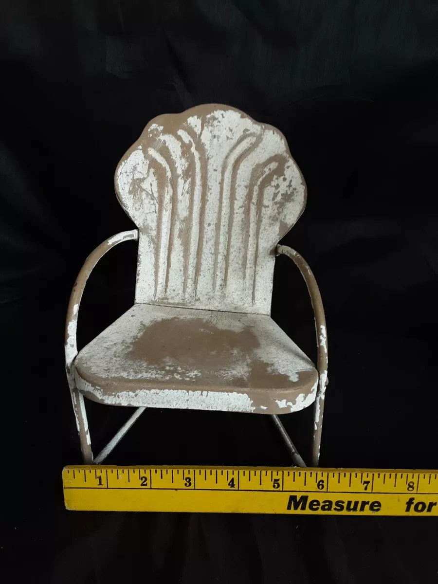 Miniature Rustic Retro Metal Tulip Chair Mid Century Distressed 10inches Tall
