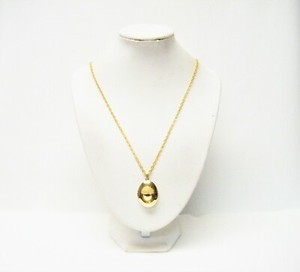 Authentic Lovely Gold Plated Oval Locket w/Acorn Emblem Pendant Necklace