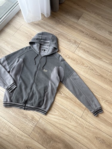 Vintage Y2K Dolce Gabbana D&G Logo Avant Garde Zip Hoodie Size L Gray - Picture 8 of 14
