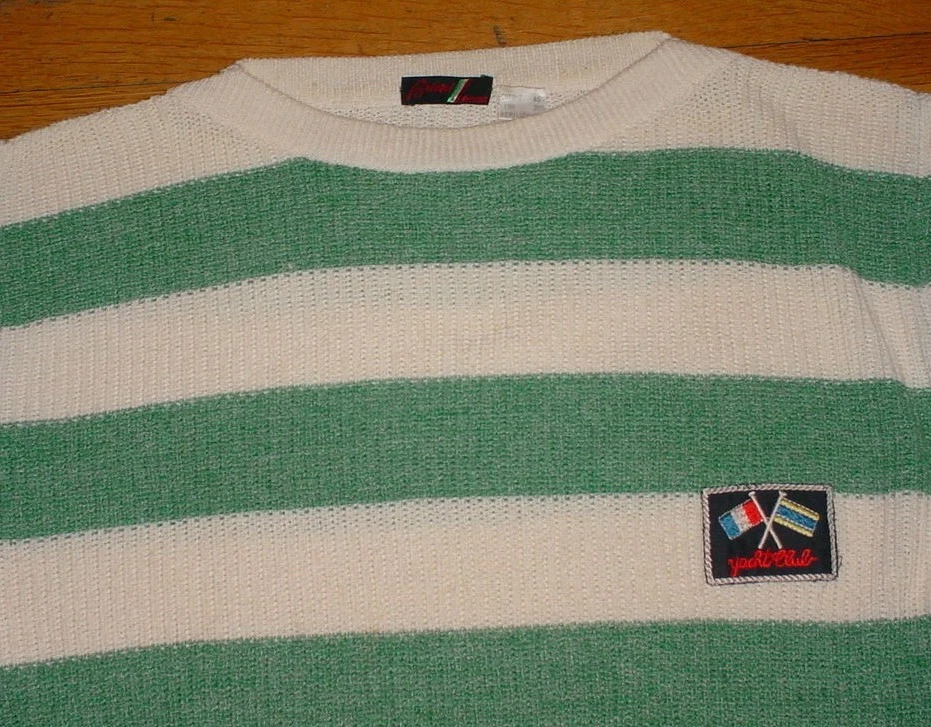 Suéter Vintage Brioni Yacht Club Blanco Verde Color Bloque Rayas Logo Talla 50 Foto 2 de 4