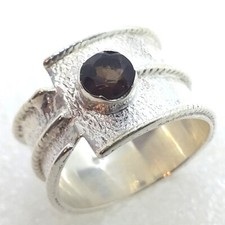 echter Rauchquarz facettiert Ring 925 Sterling Silber Gr16,5 Handarbeit