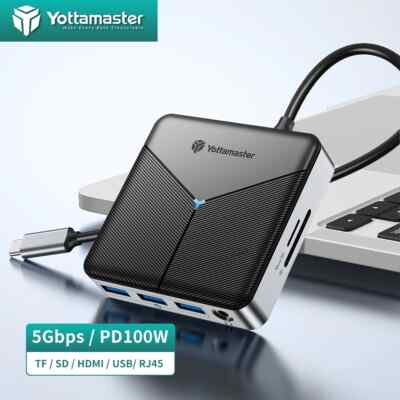 Yottamaster 5 6 in 1 USB C Hub Adapter HDMI 4K USB 3.0 PD 100W für PC Macbook