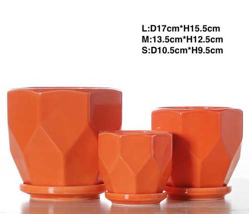3 PCS POTS&TRAY 3 SIZE SET POTS HEAVY POTTERY CERAMIC FLOWER PLANT POTS 03 - Picture 10 of 17