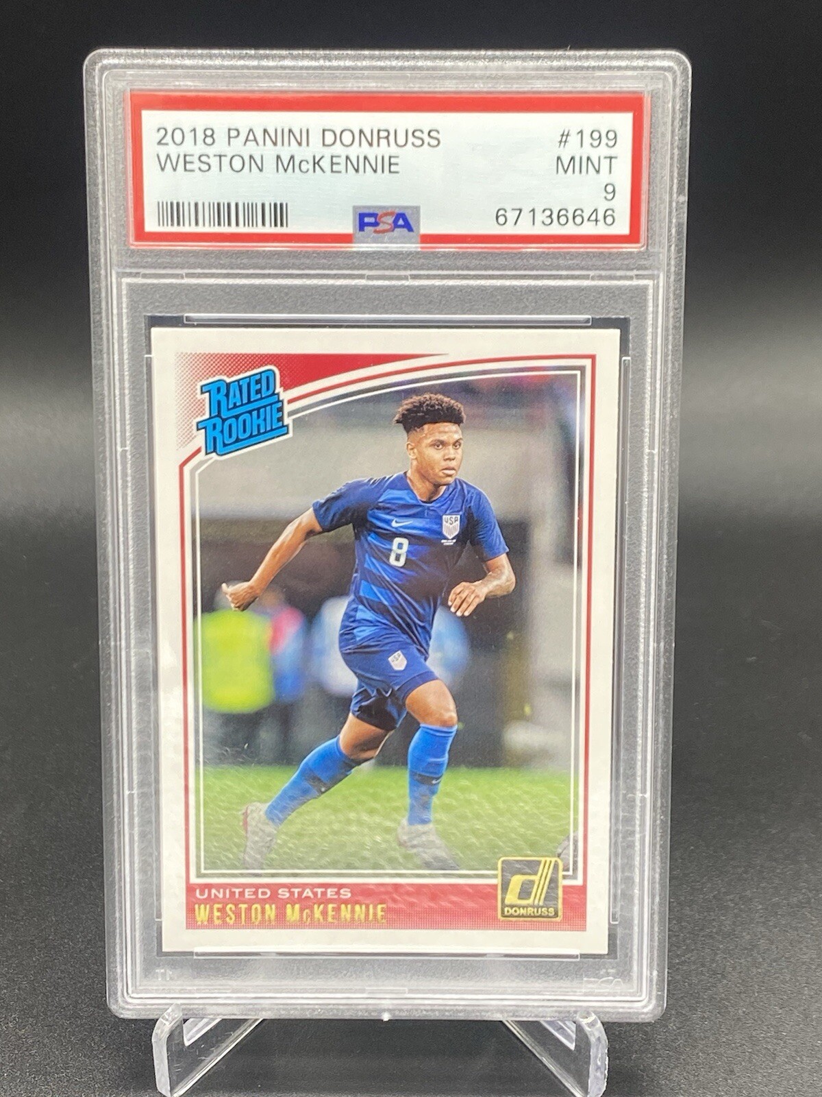 ⭐️ WESTON MCKENNIE 2018 DONRUSS PRESS PROOF SILVER #199 PSA 9 MINT USA SOCCER🔥