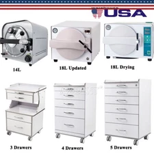 AZDENT Autoclave Esterilizador dental por vapor Secado/ Carro con cajones