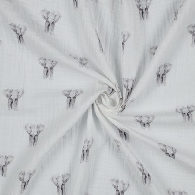 Meterware Musselin Stoff Elefanten Musselin Stoffe Bemustert Elefanten