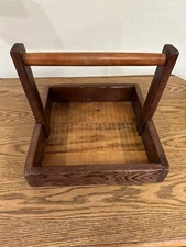 ANTIQUE PRIMITIVE PINE BERRY BOX CARRIER ~ 12 7/8"  x 13.5"  x 10 7/8"T