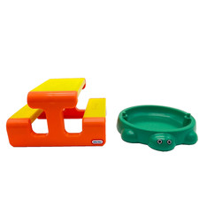 Vintage Little Tikes Dollhouse Furniture Picnic Table n Open Turtle Sandbox Set