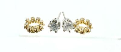 1 Karat Diamant Tag Nacht Halo Ohrringe 14 Karat Weiß Gelbgold