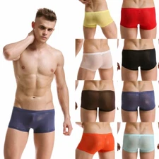 Men's Sexy Underwear Boxer Shorts Briefs Ice Silk Low Rise Shorts Underpants