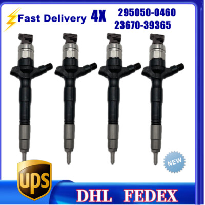 4X 295050-0460 Diesel Fuel Injector 23670-39365 for Toyota Hilux 1KD-FTV 2KD-FTV