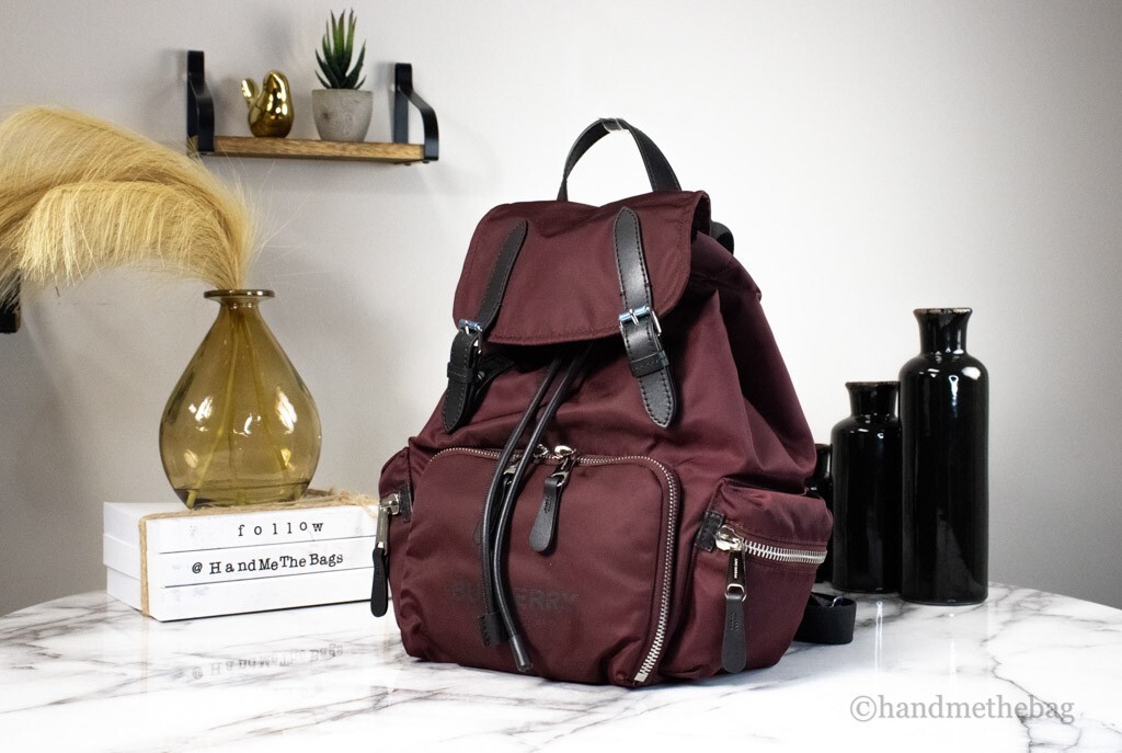 Burberry Medium Burgundy Econyl Nylon Rucksack Drawstring Burberry Medium Burgundy Econyl Nylon Rucksack Drawstring