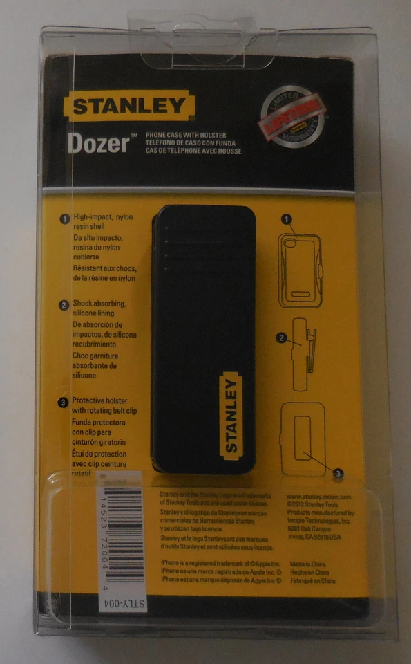 Funda de teléfono inteligente Stanley Dozer resistente de 3 piezas para iPhone 4/4S negra y amarilla Foto 2 de 4