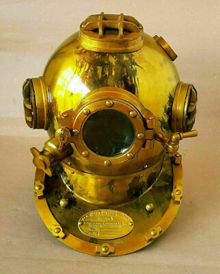 Brass Antique Finish Boston Scuba Mark V US Navy Deep Sea Divers Diving ...