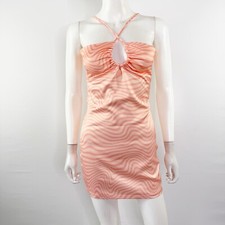 Peppermayo Pink Satin Zebra Stripe Mini Dress Size 2 Party NEW