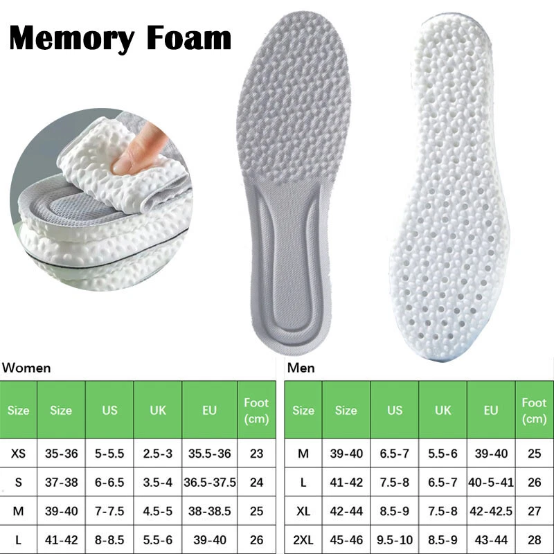 Memory Foam Insoles Inner Sole Air Cushion Foot Shoe Pads Height Increase Unisex - Image 2 of 4