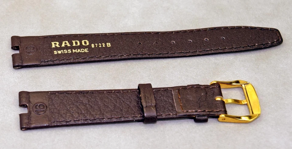 Correa de reloj de cuero marrón genuino RADO 16 mm para dama 8722 8722-B Foto 2 de 2