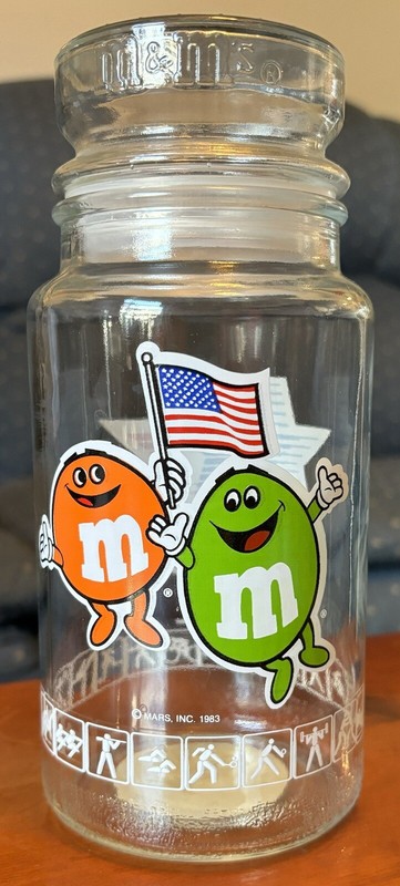 Vintage 1983 M & M’s 1984 L.A. Olympic Games XXIII Candy Jar W/fitted Lid 