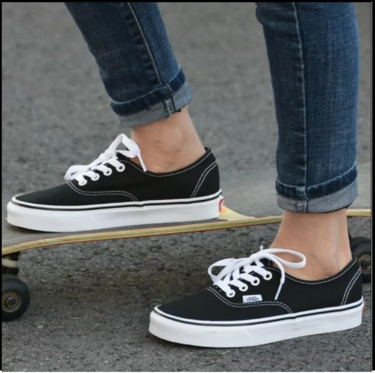 servitrice af Skab Vans Authentic Fashion Shoes Black True White VN000EE3BLK Women shoes shze  7.5 | eBay