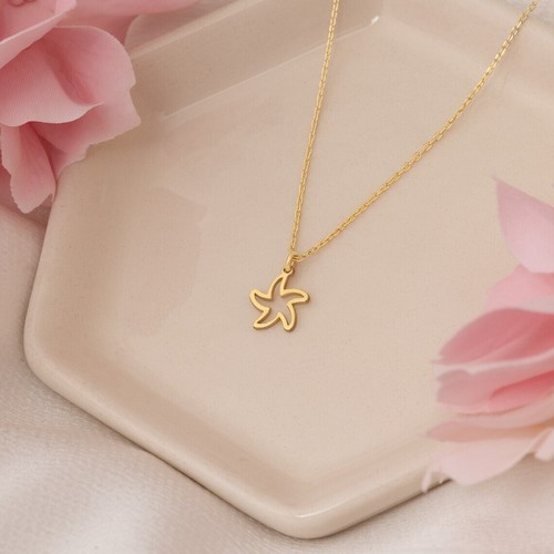 Minimal 925 Sterling Silver Unique Starfish Necklace For Women